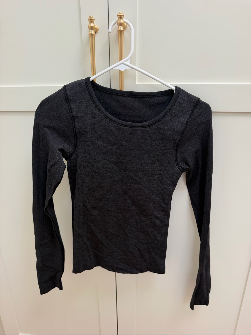 lululemon athletica Black Ribbed Long-Sleeve Scoop Neck Top